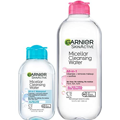 Garnier Micellar Cleansing Water, For All Skin Types, 13.5 fl oz + Micellar Cleansing Water, For Waterproof Makeup, 3.4 fl oz | Amazon (US)