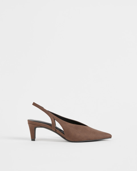 High Vamp Kitten Heel Sling Back - Chocolate Faux Suede | Target AU
