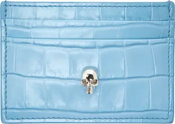 Skull Croc Embossed Leather Card Case | Nordstrom