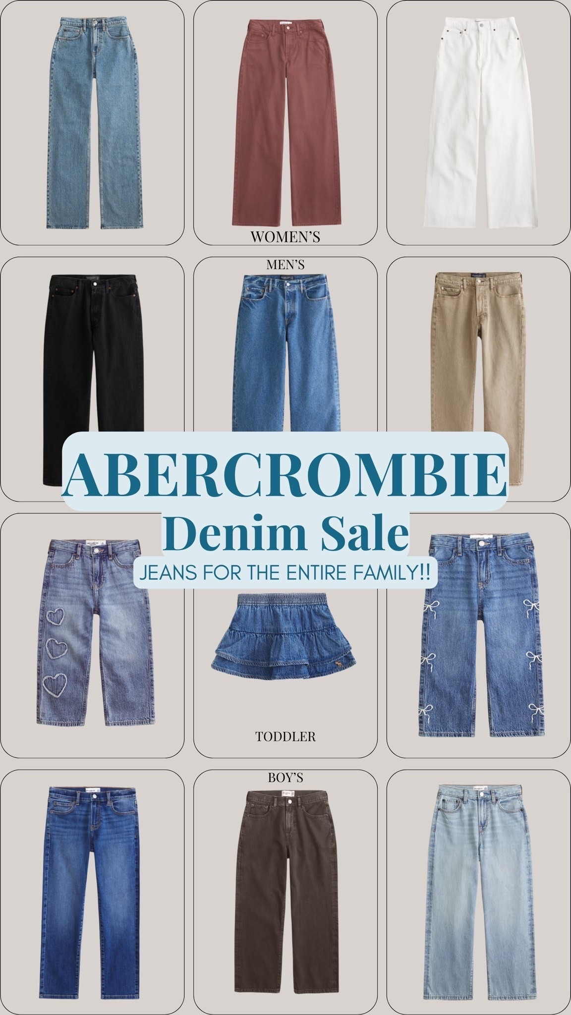 The @abercrombie Denim Event is live with up to 50% off jeans for the ENTIRE FAMILY (plus an extra 20% off almost everything else)!!! 

Use the code DENIMAF for a stackable 15% off!

—ends 8/10


Abercrombie and fitch , kids denim, toddler denim, men’s jeans, women’s jeans, outfit inspo, seasonal sale, ootd, family events

#LTKSaleAlert #LTKKids #LTKMens
