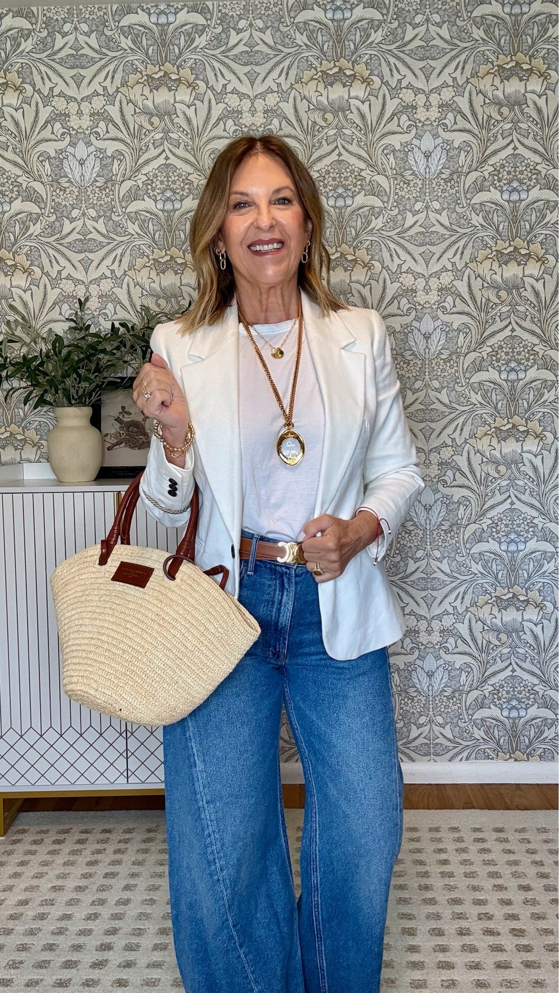 My favorite outfit from today’s live! 

I’m in 26 in the jeans, everything fits true to size. 
@jcrew @SEZANE @Schutz

#LTKootd #LTKSeasonal #LTKOver40