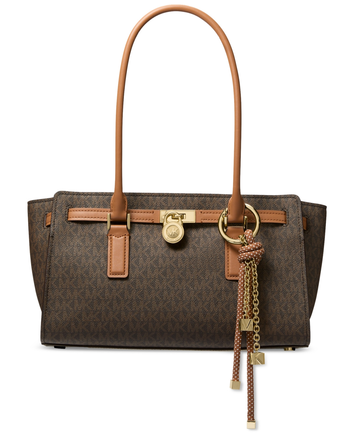Michael Kors Hamilton Moderne Small Signature Logo Satchel Bag - Brown/acorn | Macy's