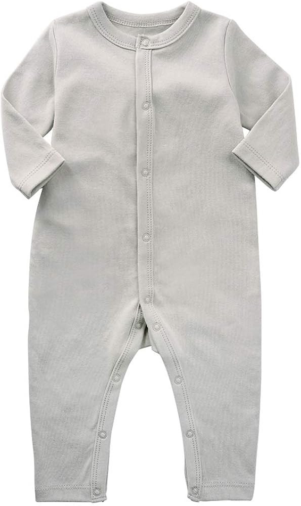 Teach Leanbh Unisex Baby Romper Coton Long Sleeve Button Down Footless Jumpsuit 0-24 Months | Amazon (US)