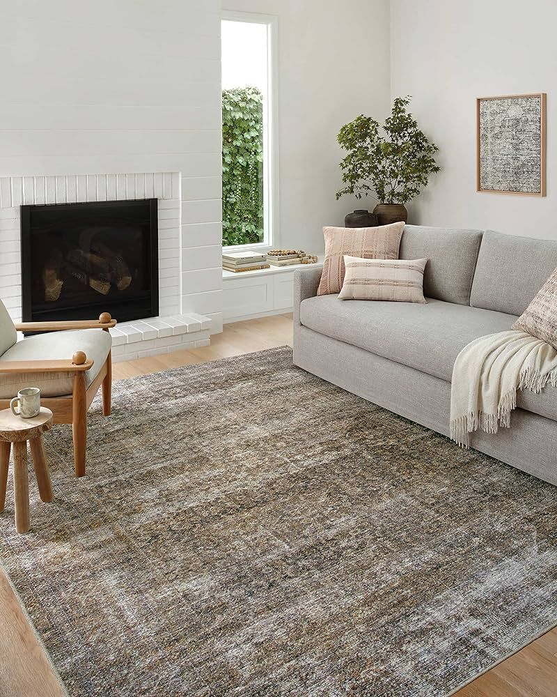 Loloi Amber Lewis x Loloi Billie Collection BIL-06 Tobacco / Rust 2'-0" x 5'-0", 0.19" Thick Accent Rug | Amazon (US)