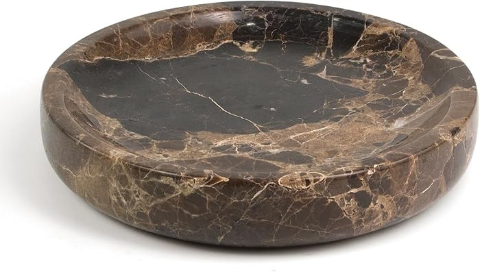 LIN CHUAN Marble Jewelry Dish, Round Ring Dish, 5.5 Inch, Dark Brown | Amazon (US)
