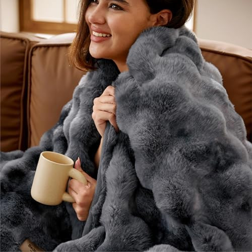 Bedsure GentleSoft Fluffy Fuzzy Tie-dye Dark Grey Throw Blanket for Men, Soft Cozy Minky Fleece F... | Amazon (US)