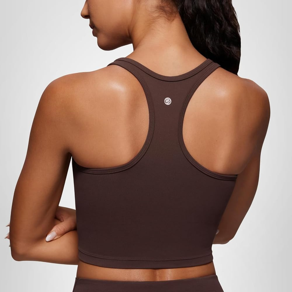 CRZ YOGA Butterluxe Racerback Crop Tank Tops for Women - Padded Y-Back Longline Sports Bras Scoop... | Amazon (US)