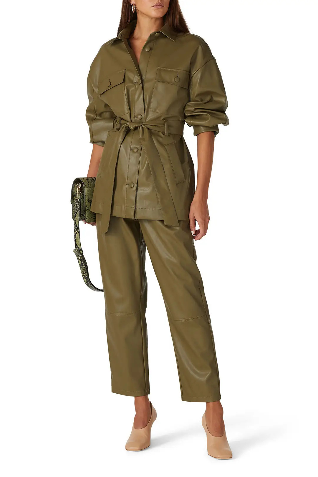 Olive Faux Leather Jacket | Rent the Runway