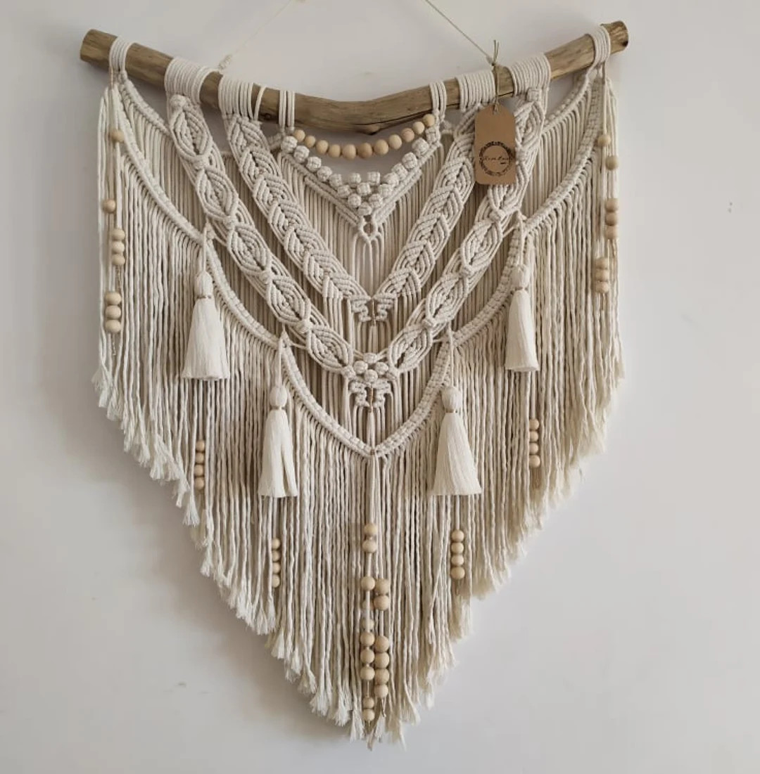Macrame Wall Hanging With Tassels, Macrame Mural, Aesthetic Living Room Decor, Decoration for Int... | Etsy (US)