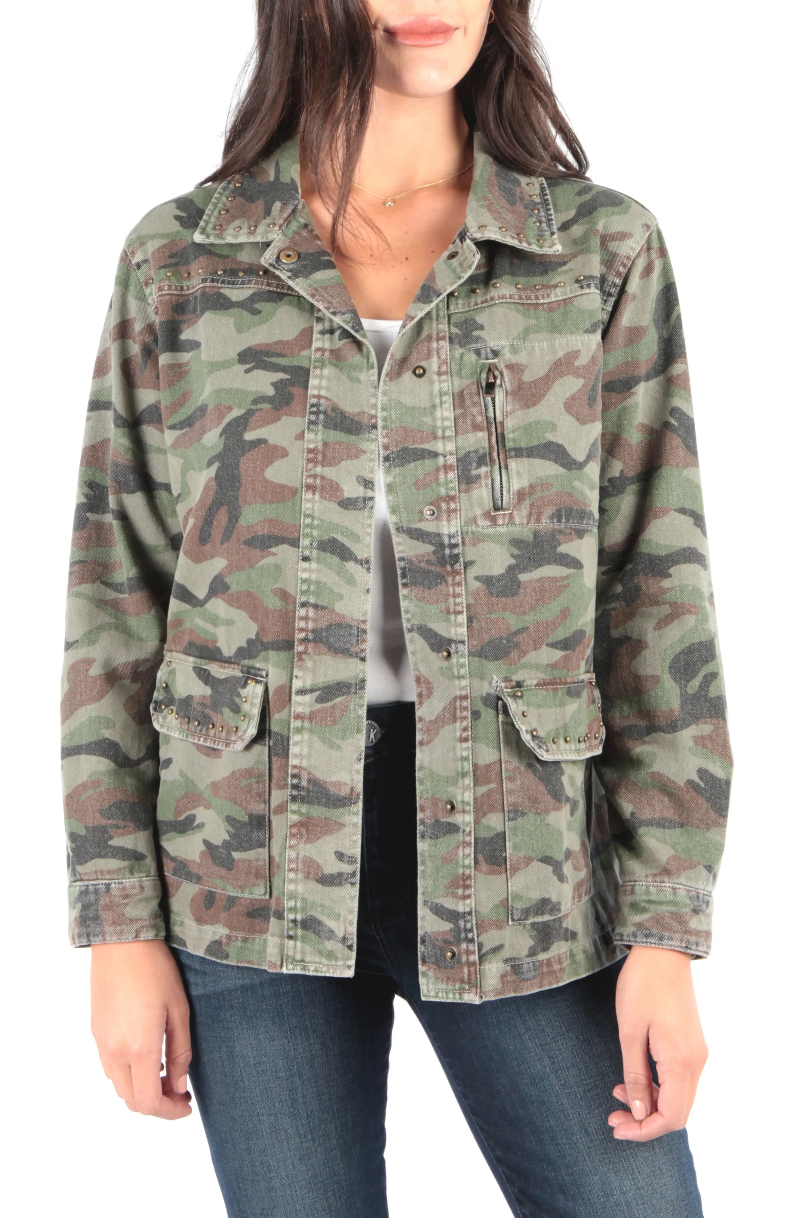 Women's Kut From The Kloth Claudia Camo Jacket, Size X-Small - Green | Nordstrom