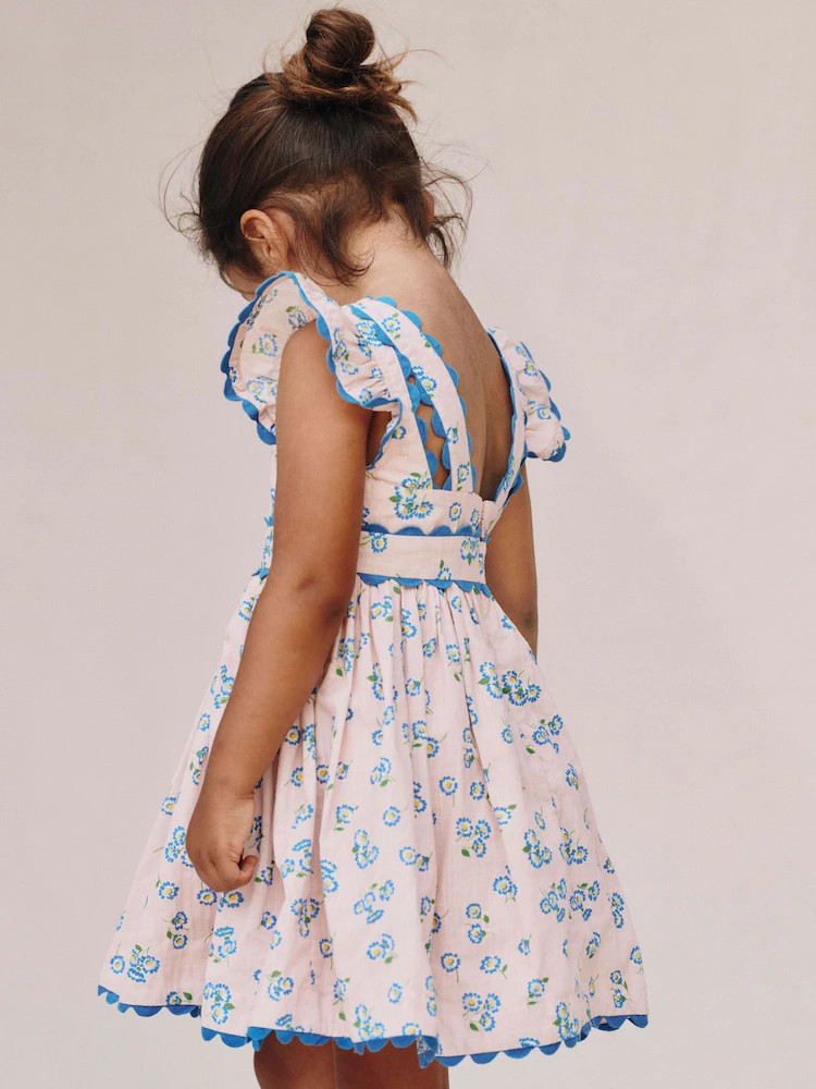 Boden Pink Ric Rac Trim Flutter Dress | Next US