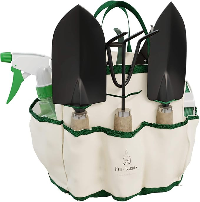 Pure Garden 75-08002 8 Piece Garden Tool and Tote Set Repel-pesticides, 7x4.5, b | Amazon (US)
