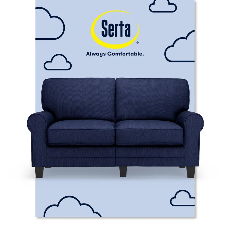 Serta Copenhagen 61" Rolled Arm Sofa, Easy Care Fabric, Soft Pillow Back, Pocket Coil Seat Cushio... | Wayfair North America