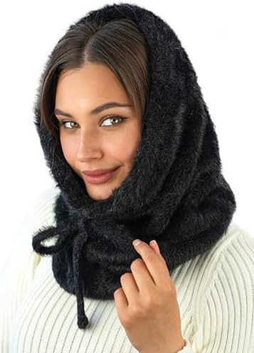 Balaclava Hood Scarf Women - Winter Hood Hat Scarf Combo - Snow Face Cover - Knitted Hooded Scarf | Amazon (US)