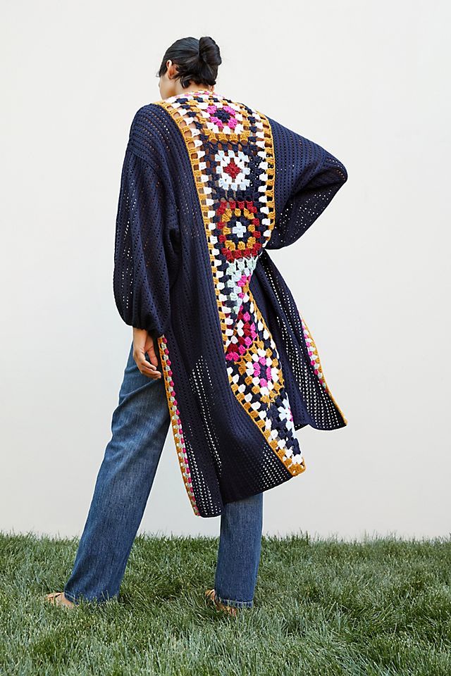 Square Crochet-Trimmed Duster Kimono | Anthropologie (US)