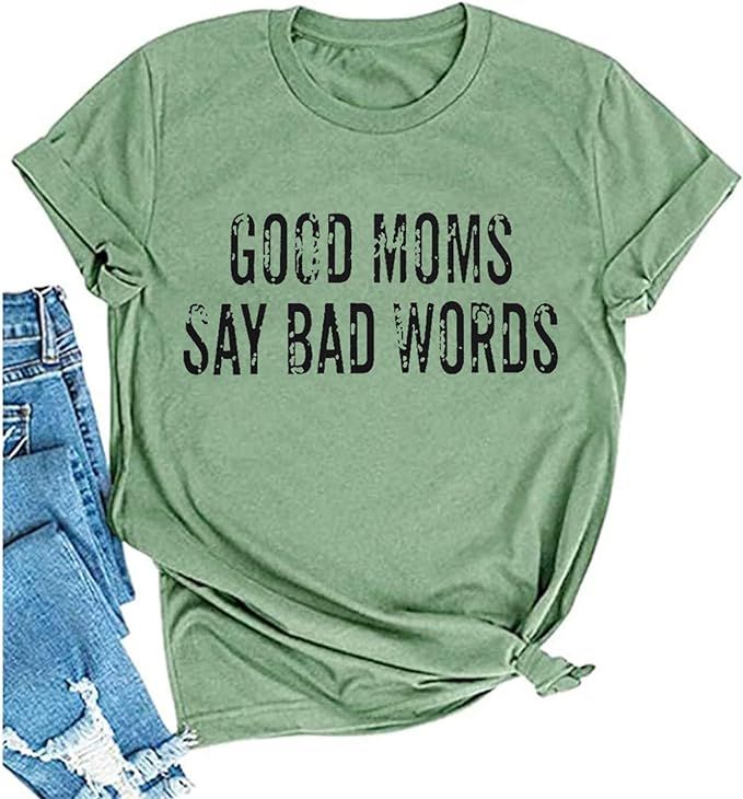 KNEYATTA Good Mom Say Bad Words T Shirt Mom Short Sleeve Shirts Women Funny Graphic Printed Short... | Amazon (US)