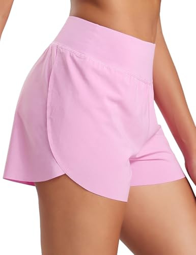 HeyNuts My Pace Athletic Shorts for Women, Upgraded Mid Waisted Workout Gym Running Shorts with L... | Amazon (US)