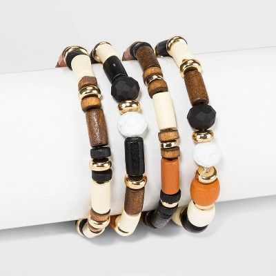 Mixed Wood Beaded Stretch Bracelet Set - A New Day™ | Target