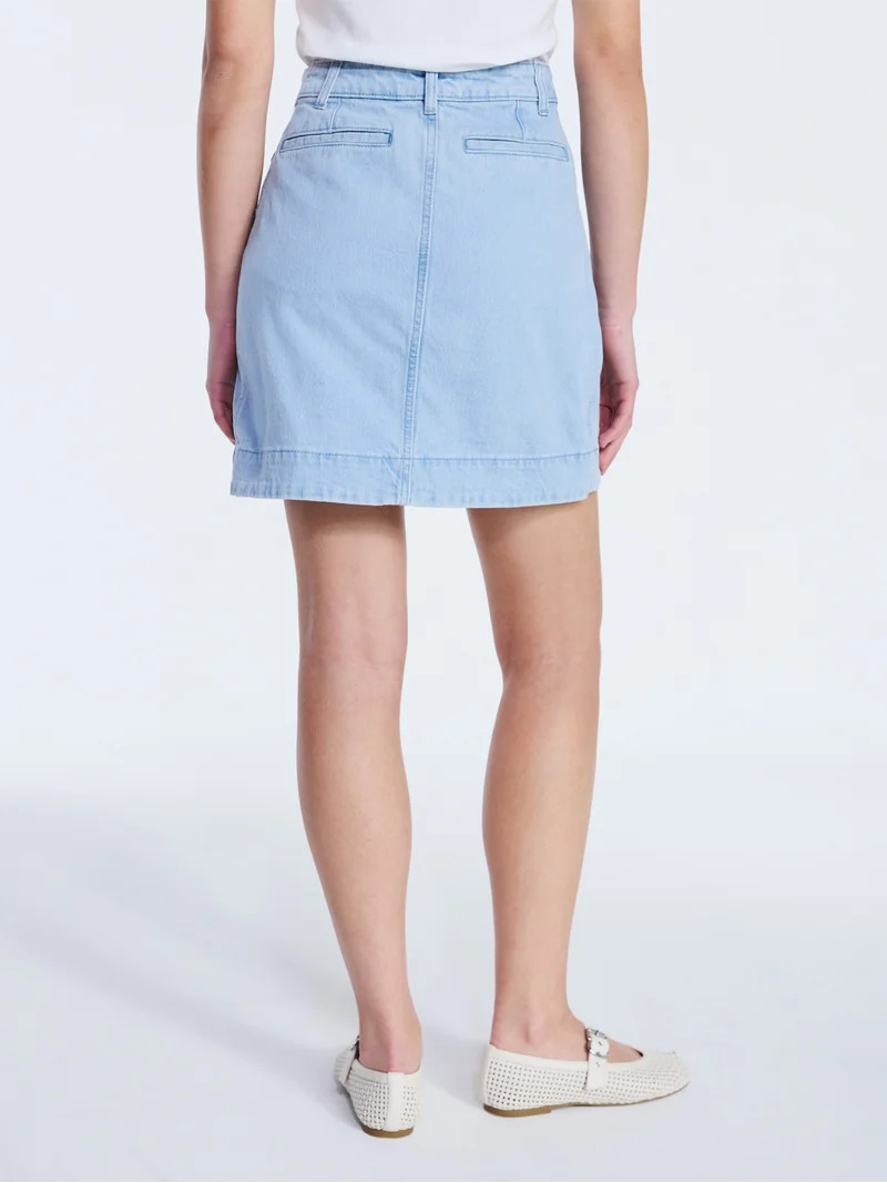 Free Assembly Women's Button Front Denim Mini Skirt, Sizes 0-20 | Walmart (US)