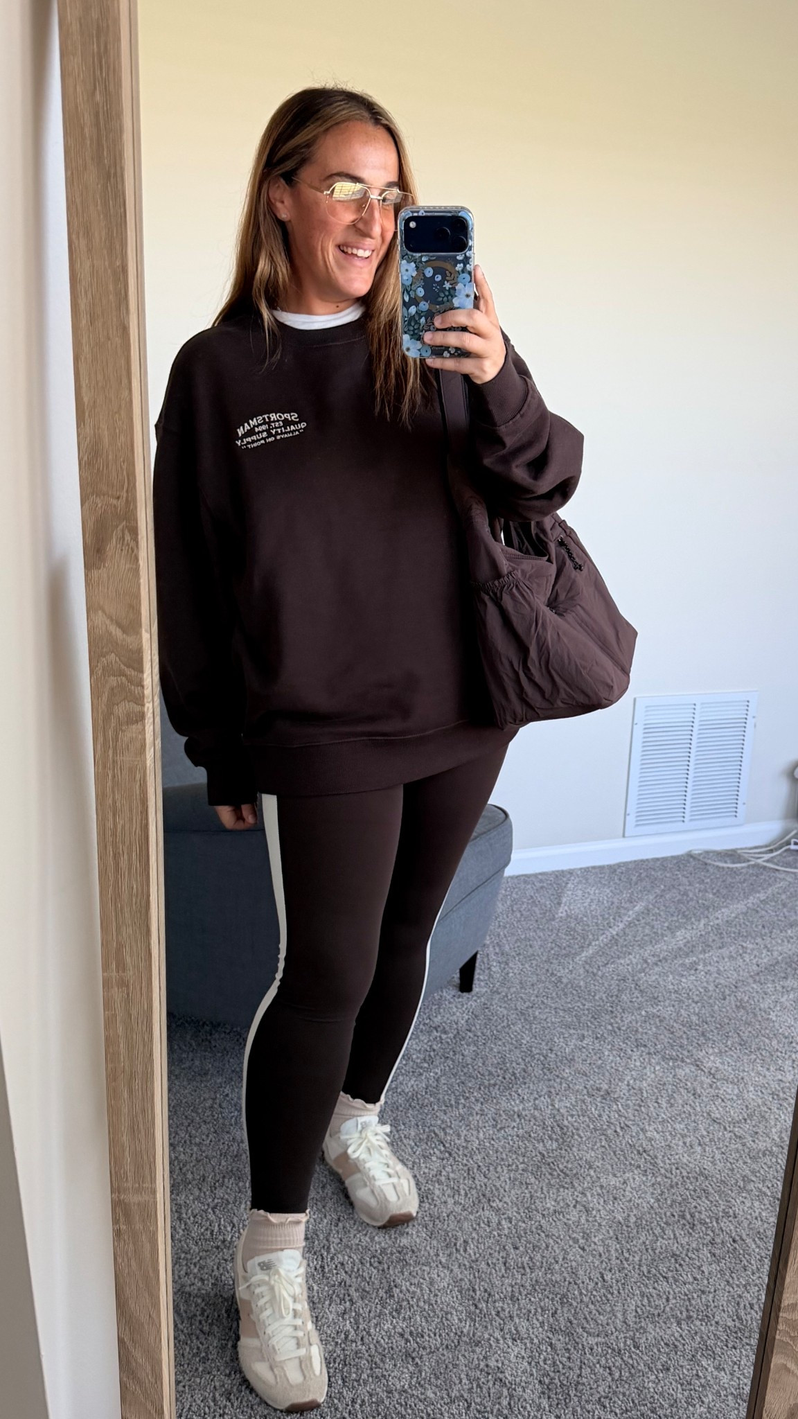 Absolutely in love with this outfit!!
Leggings are so soft and comfy. Wearing a medium in those.
Sweatshirt is a men’s XL. I waned an oversized fit, it’s very roomy! 

#LTKOver40 #LTKStyleTip #LTKFindsUnder50