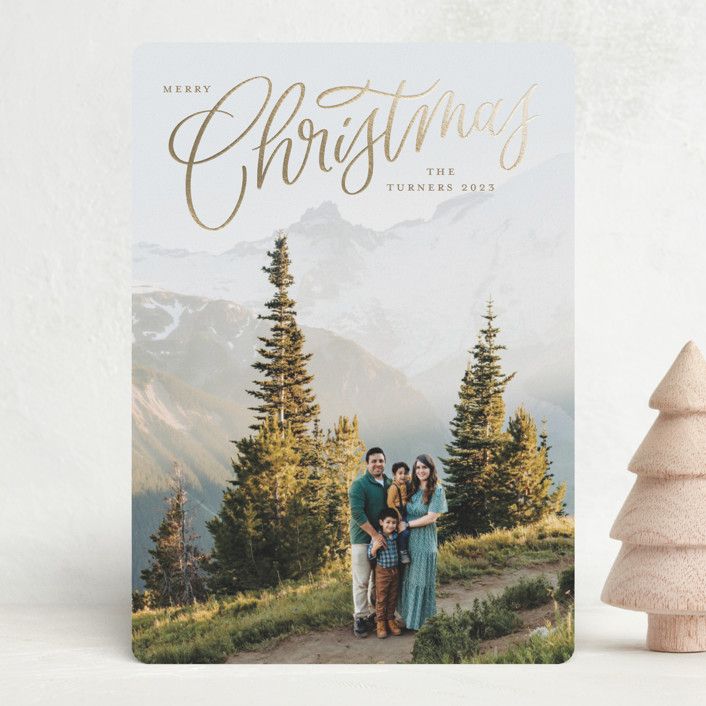 "Picture Perfect" - Customizable Foil-pressed Holiday Cards in Beige by Erin German. | Minted