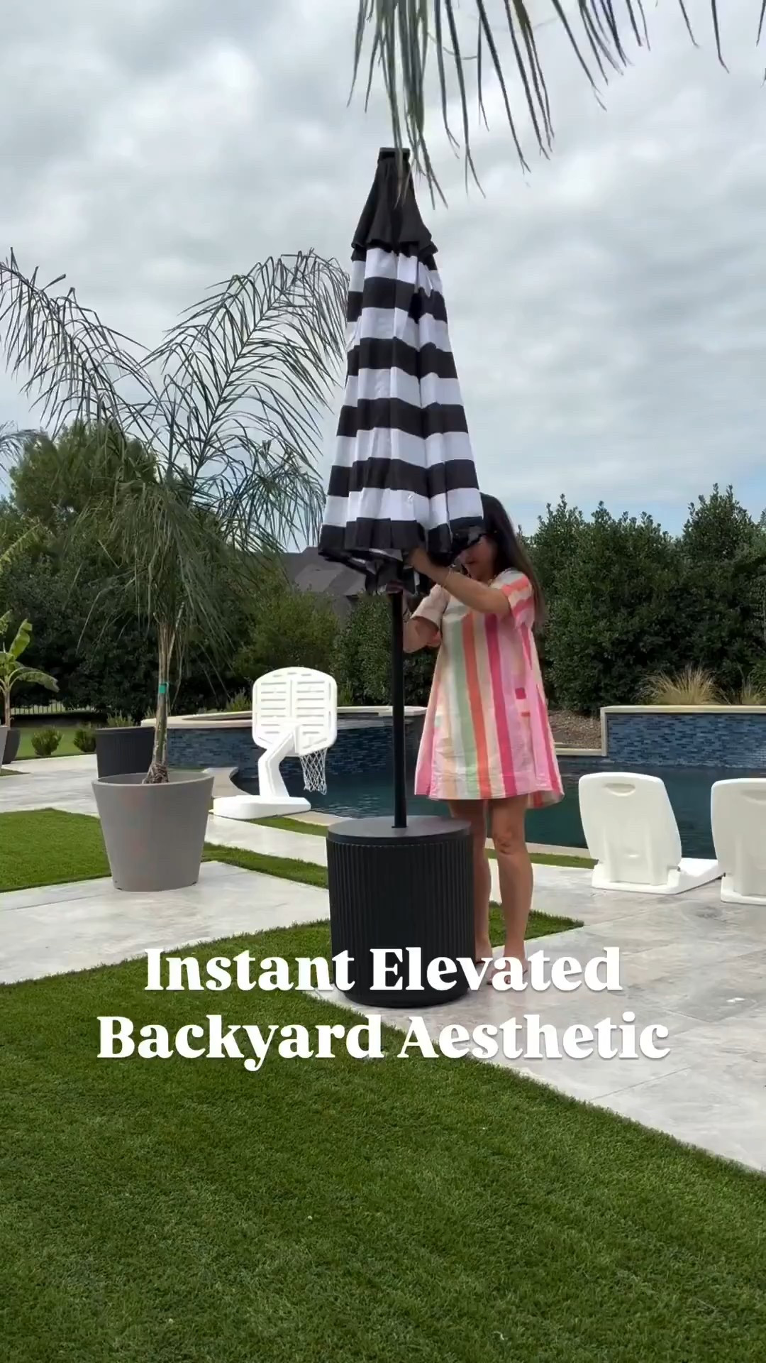 Instantly elevate your backyard with these 9ft striped Solar powered umbrellas and table stands! The tables are also faded and weather resistant. 🖤🤍

#poolparty #homeimprovement #diyhome #amazonhome #backyard #backyardpool #backyardglowup


#LTKHome #LTKstorytime #LTKSeasonal