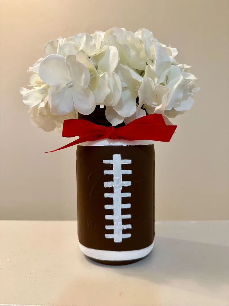 Football Mason Jar, Football Birthday Decorations, Wedding Centerpiece, Football Decor Gift, Foot... | Etsy (US)