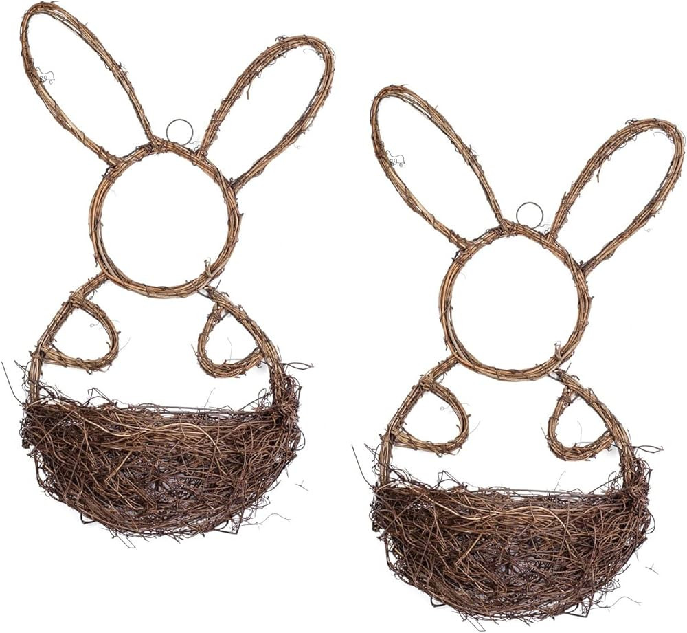 Group of 2 Rabbit Shaped Rattan Vine Wall Baskets by Factory Direct Craft - Bunny Wall Baskets fo... | Amazon (US)