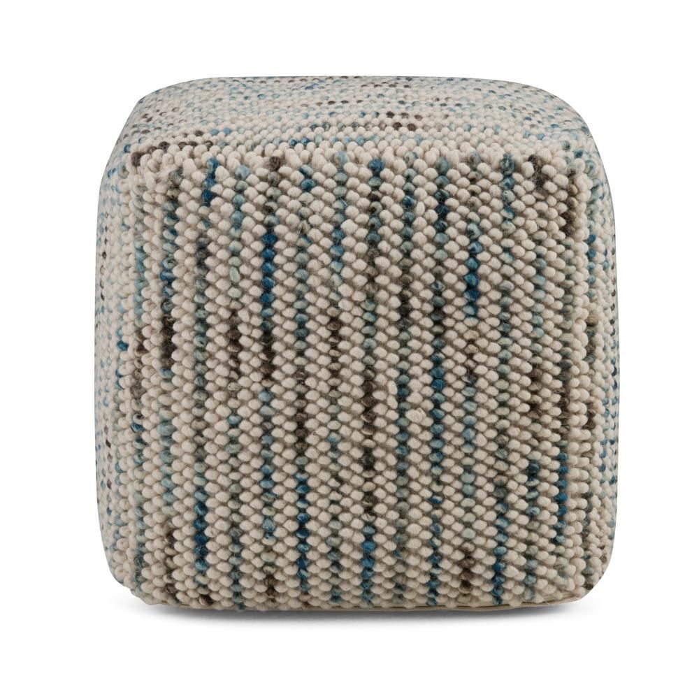 Simpli Home Zoey Transitional Cube Woven Pouf in Multi Color Cotton and Wool-AXCPF-01 - The Home ... | The Home Depot
