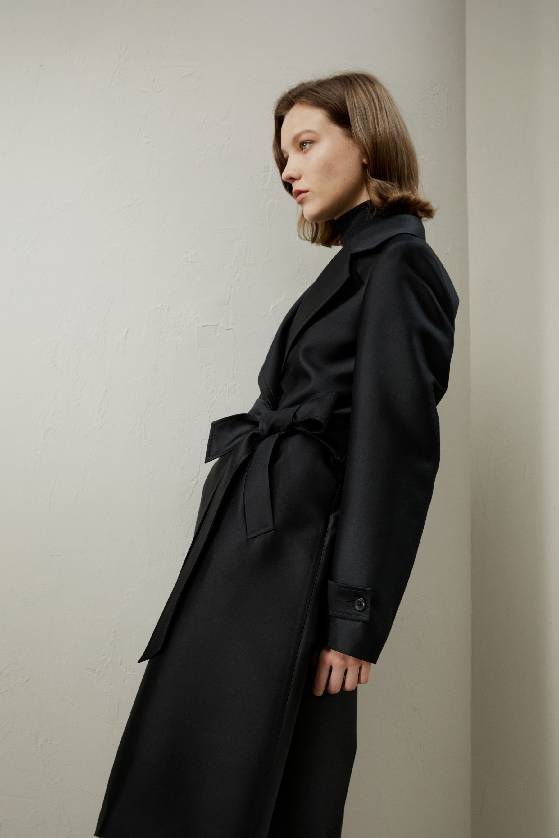 Silk-Wool Mixed Trenchcoat | LilySilk