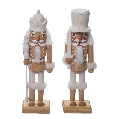 Transpac Medium Wood White Rustic Nutcracker Set of 2 Christmas Home Decorations for Festive Decor | Target