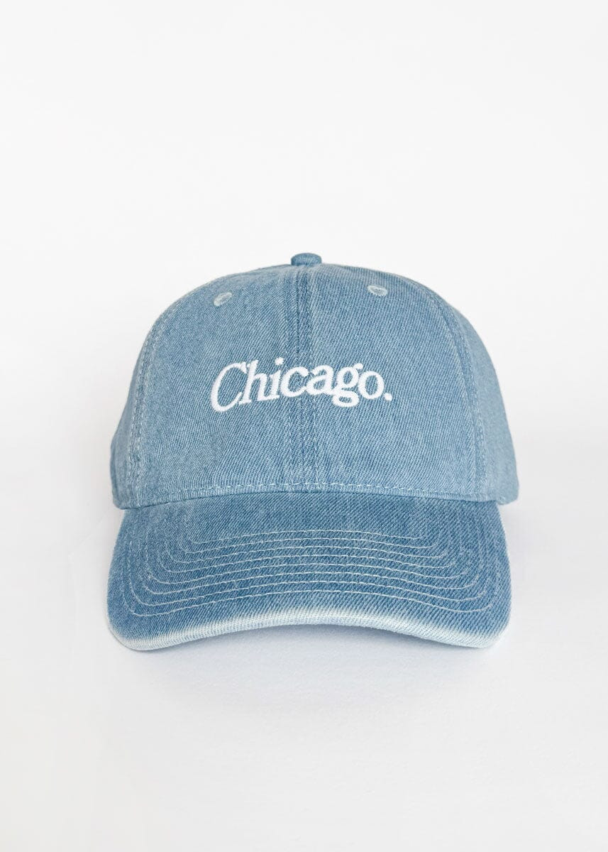 Chicago. Dad Hat - Denim &amp; White Embroidery | Alice & Wonder