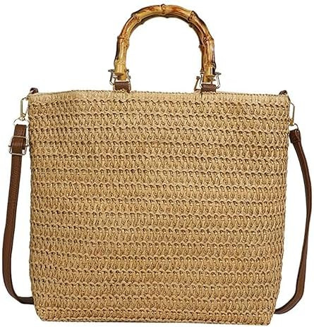 Large Straw Beach Tote Bag For Women 2026 Woven Beach Handbag Raffia Crossbody Bag for Vacation | Amazon (US)