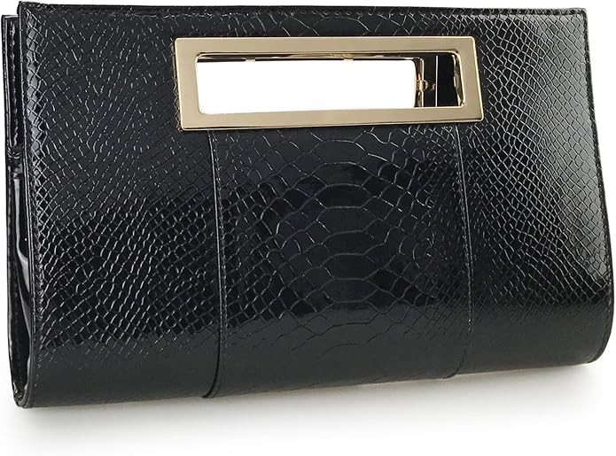 HOXIS Classic Crocodile Pattern Faux Leather Metal Grip Cut it out Clutch with Chain Shoulder Str... | Amazon (US)