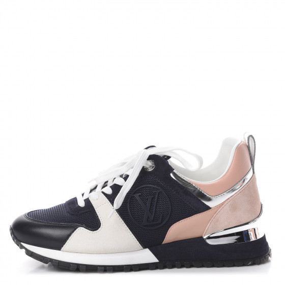 LOUIS VUITTON Suede Calfskin Run Away Sneakers 35.5 Blue Pink White | Fashionphile