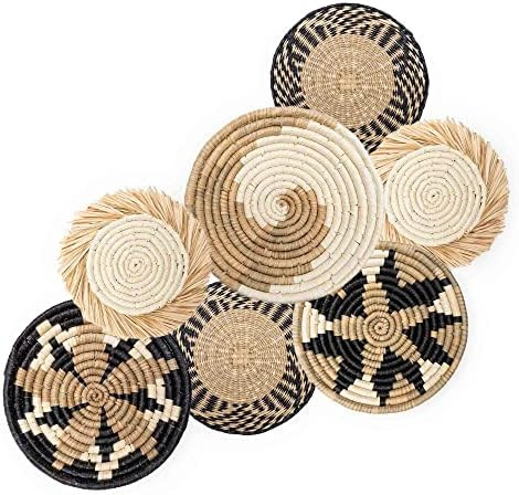 Amazon.com - TheNamiCollection Woven Wall Basket Set - Five Hanging Seagrass Baskets | Decorative... | Amazon (US)