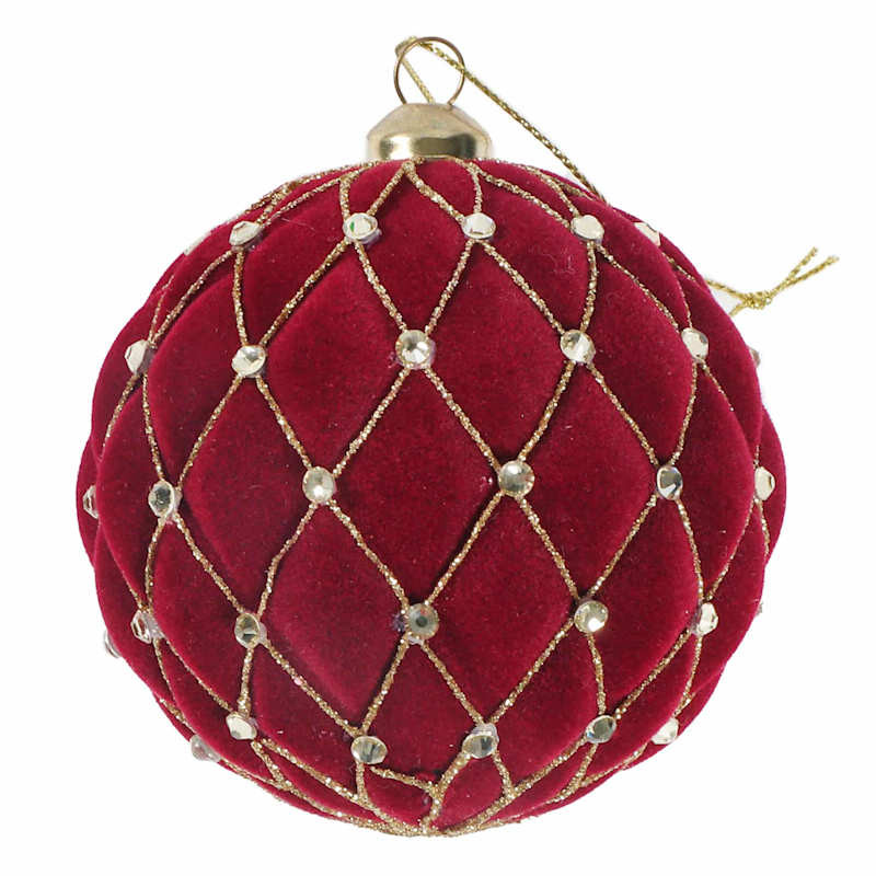 Burgundy Flocked Ornament, 3" | At Home