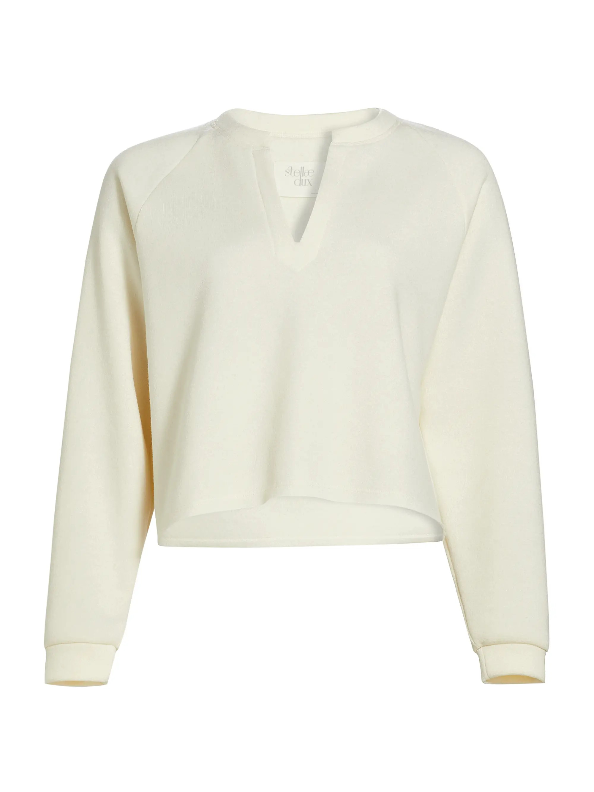 Stellae Dux Split Neck Crop Sweatshirt | Saks Fifth Avenue | Saks Fifth Avenue