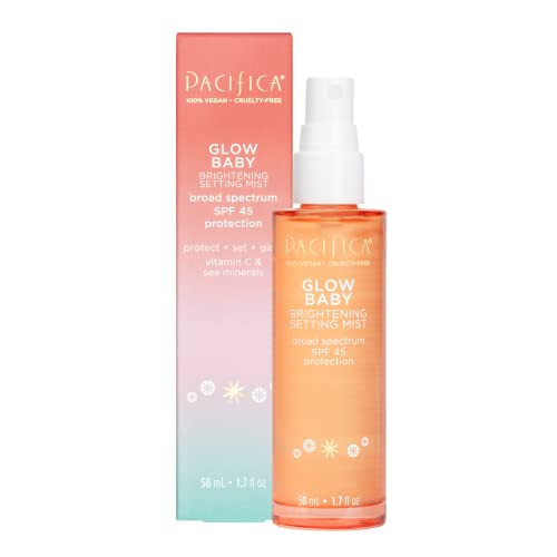 Pacifica Face Moisturizer - SPF 45 UVA/UVB Glow Baby Brightening Setting Mist Spray, Broad Spectrum Sun Protection - Anti Aging & Skin Brightening Serum Vegan & Cruelty-Free Dermatologist Tested | Amazon (US)