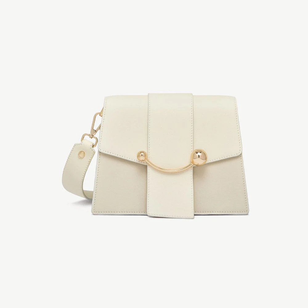 Strathberry - Box Crescent - Leather Shoulder Bag - White | Strathberry