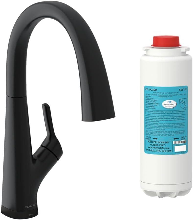 Elkay Avado 2 in 1 Filtered Water Faucet for Kitchen Sink Single Hole, Matte Black | Amazon (US)