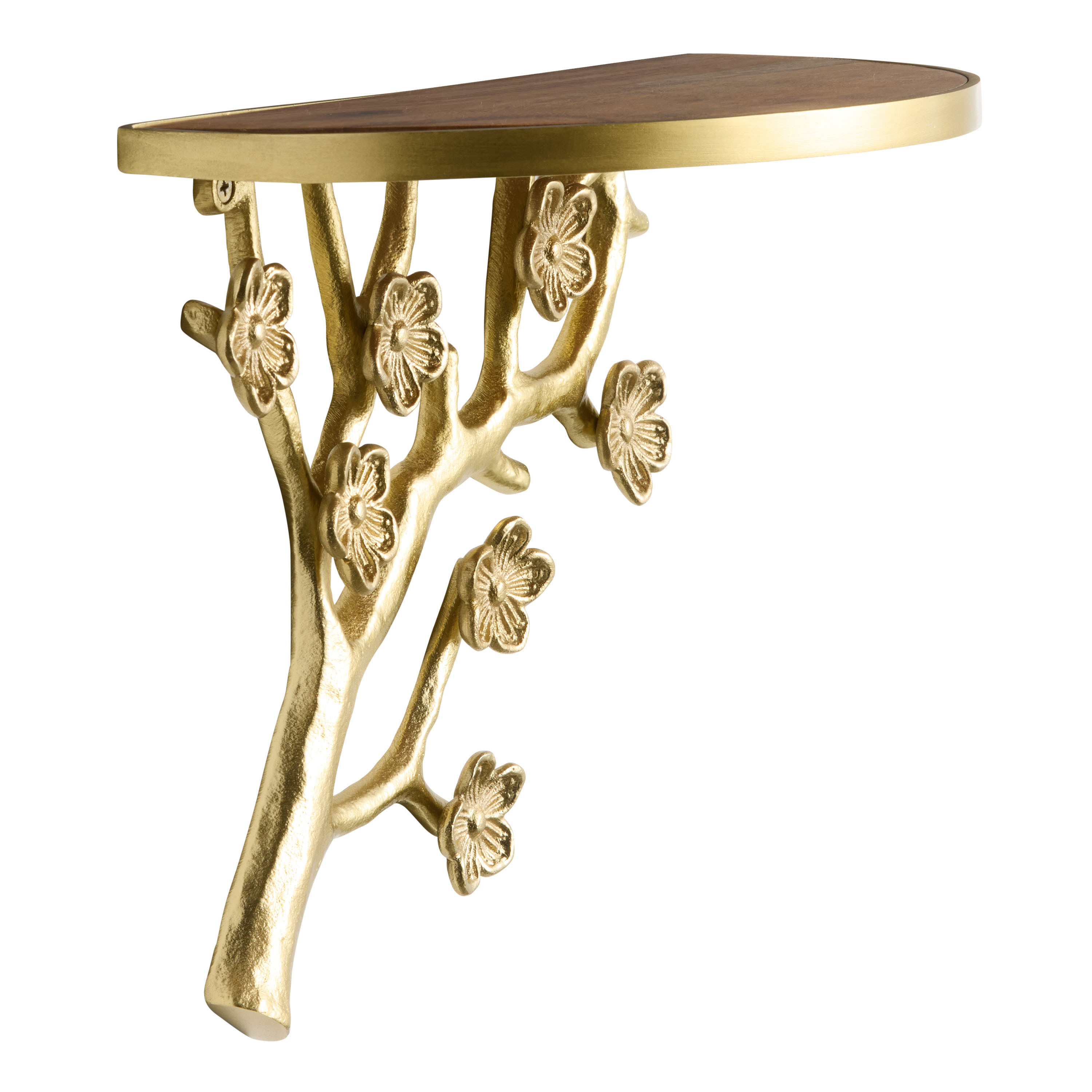 Gold Metal Cherry Blossom Branch Wall Shelf | World Market