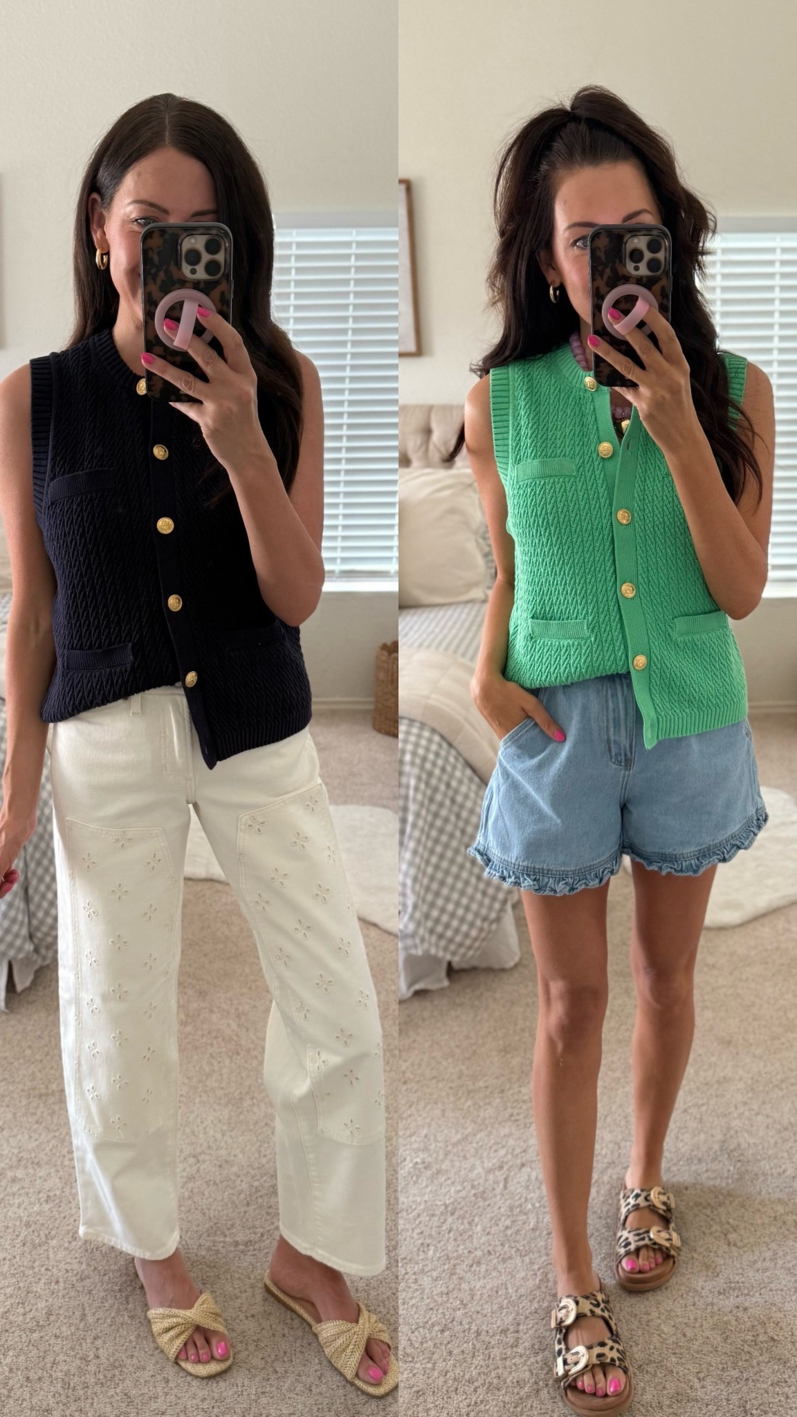 $26 Walmart sweater vest restocked! 
Wearing a medium in both
6 in Amazon ruffle shorts
2 in eyelet jeans

#LTKSeasonal #LTKootd #LTKSaleAlert