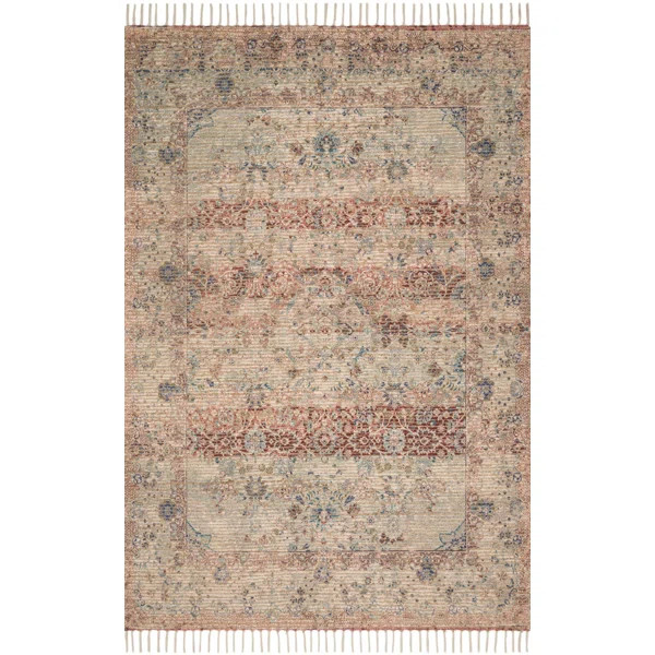 Cornelia Oriental Hand Knotted Seafoam Green/Brick Area Rug | Wayfair North America