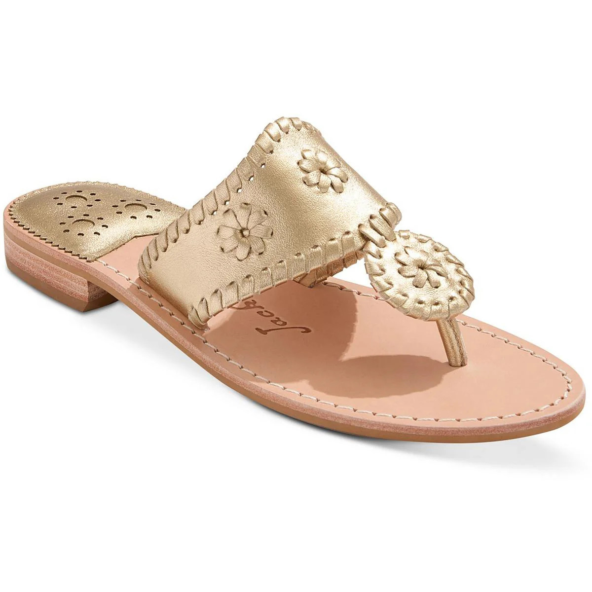 Jacks Flat Sandal Womens Leather Slip On Thong Sandals | Shop Simon