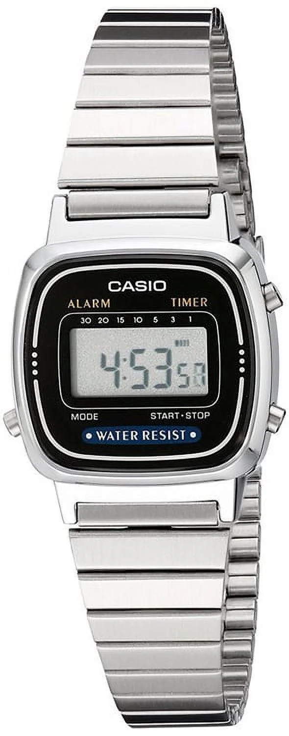 Casio Ladies' Digital Alarm Watch, Silver Stainless Steel LA670WA-1DF | Walmart (US)