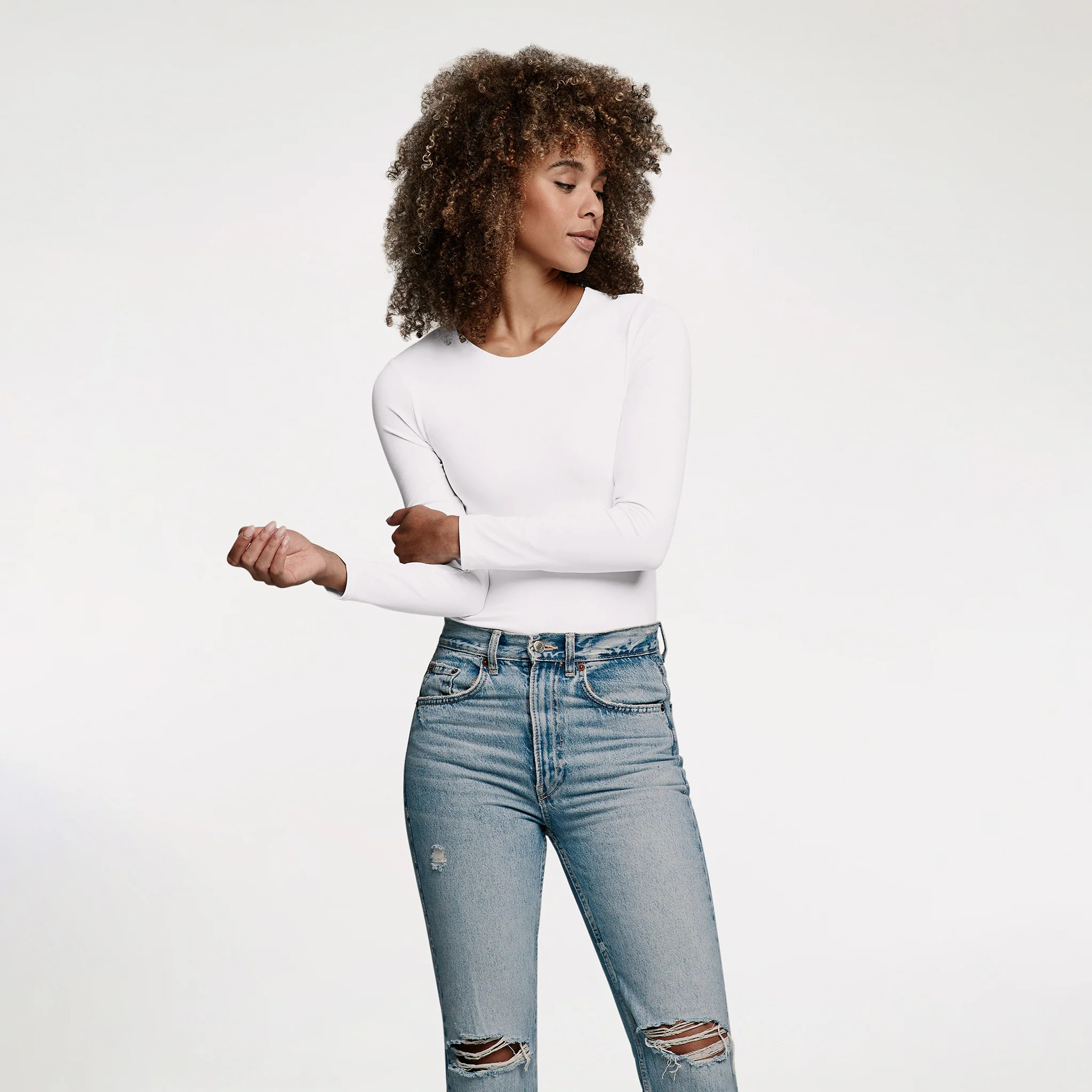 Women's Long Sleeve Crewneck Bodysuit | nuuds