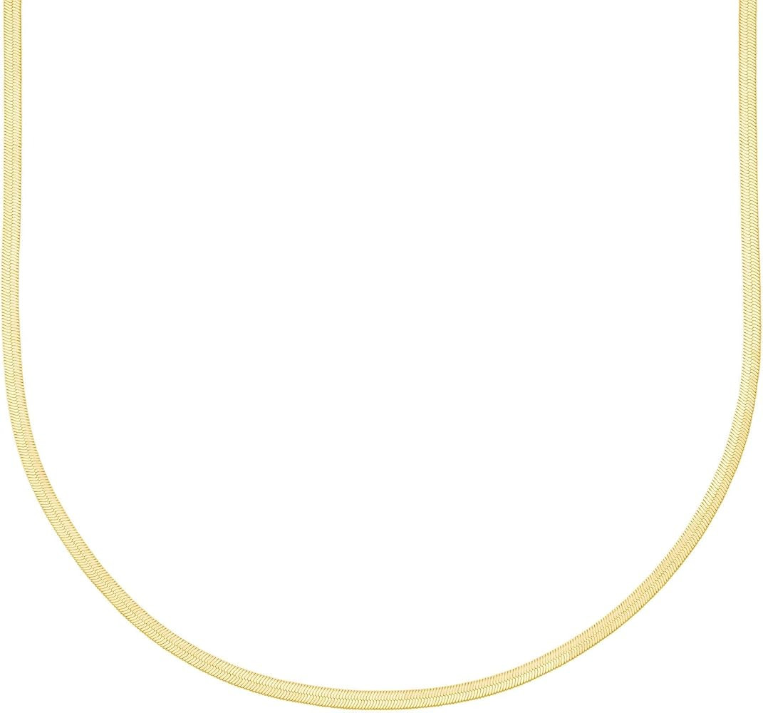 Electric Picks Jewelry Python 3mm Herringbone Necklace - 18kt Gold Filled Women's Chain, Herrigbo... | Amazon (US)