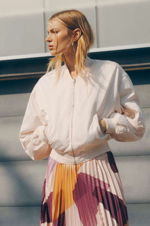 Cropped Satin Bomber Jacket | Dynamite Clothing