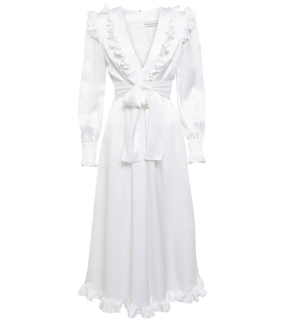 Bridal ruffled silk satin midi dress | Mytheresa (US/CA)